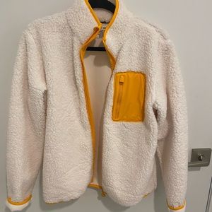 Tory Burch Medium White fleece with orange accents!